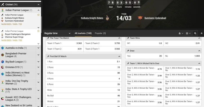 Cricket betting in Melabet India